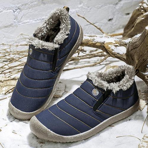 Womens Large Size Unisex Waterproof Fur Lining Slip On Snow Boots