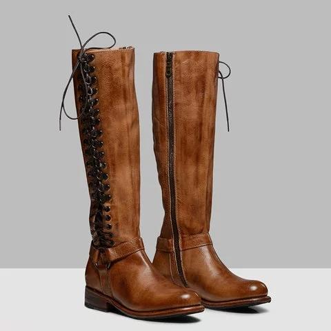 Retro Lace-up Boots Casual Comfortable Knee Boots