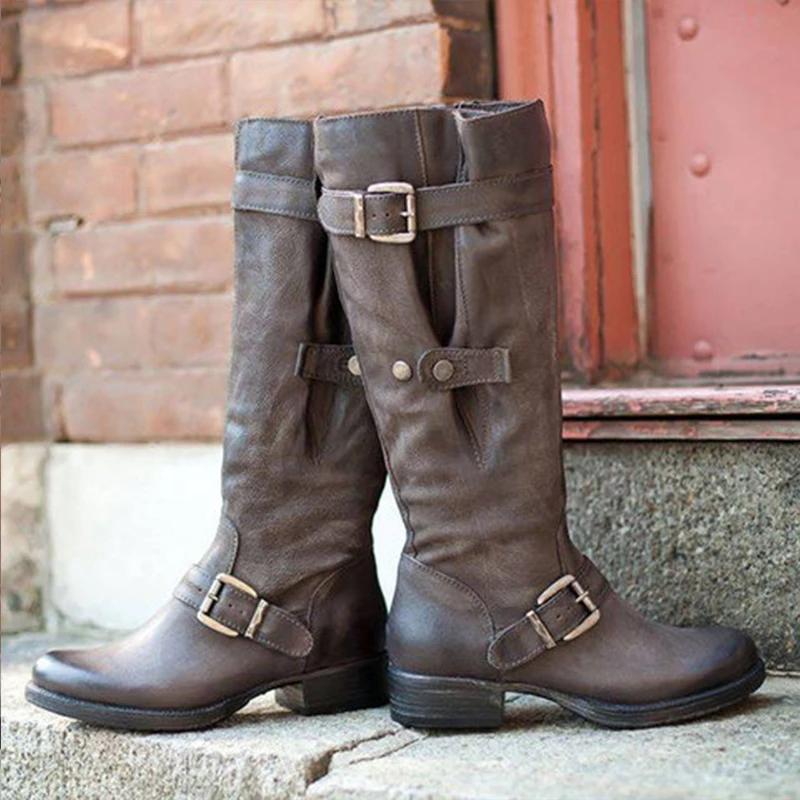 flat heel calf boots