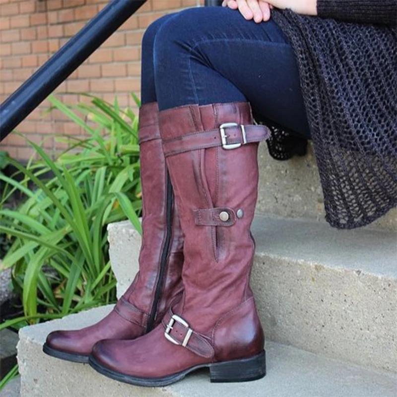 calf boots flat heel
