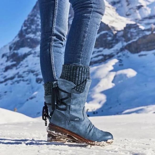 winter warm lace up snow boots