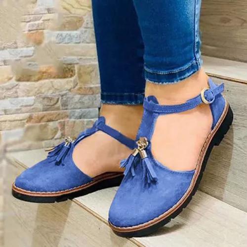 Women's Buckle Closed Toe Low Heel Sandals