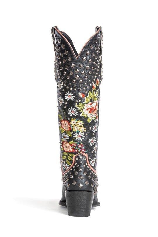 Women Retro Flower Printed High Boots