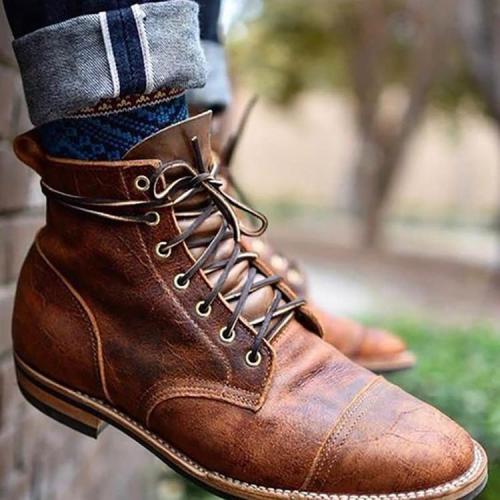 Men's Vintage PU Leather Ankle Boots