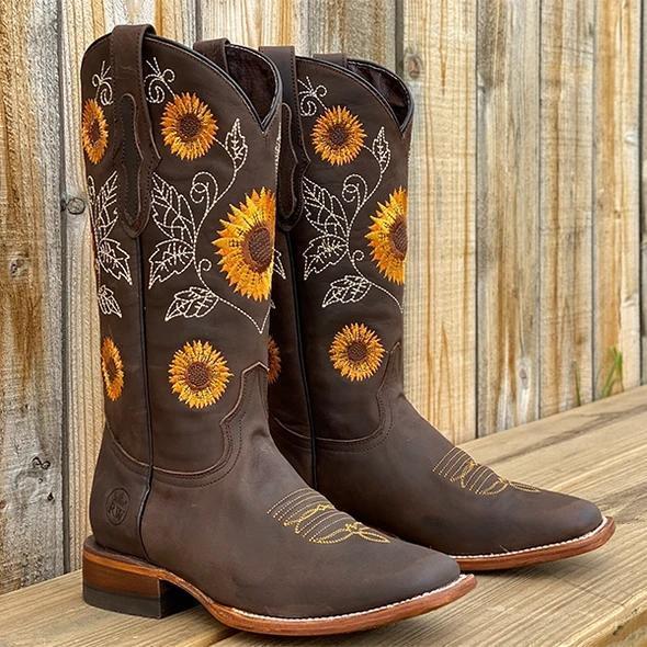 black sunflower cowboy boots