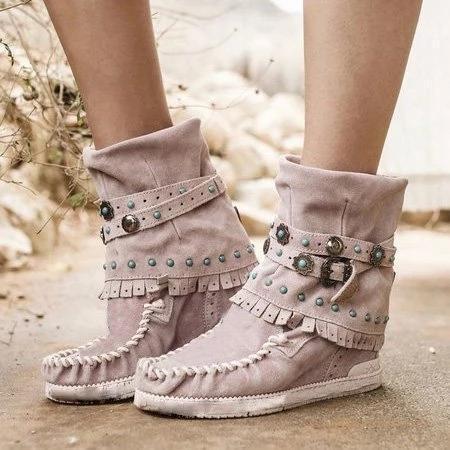 suede boots flat heel