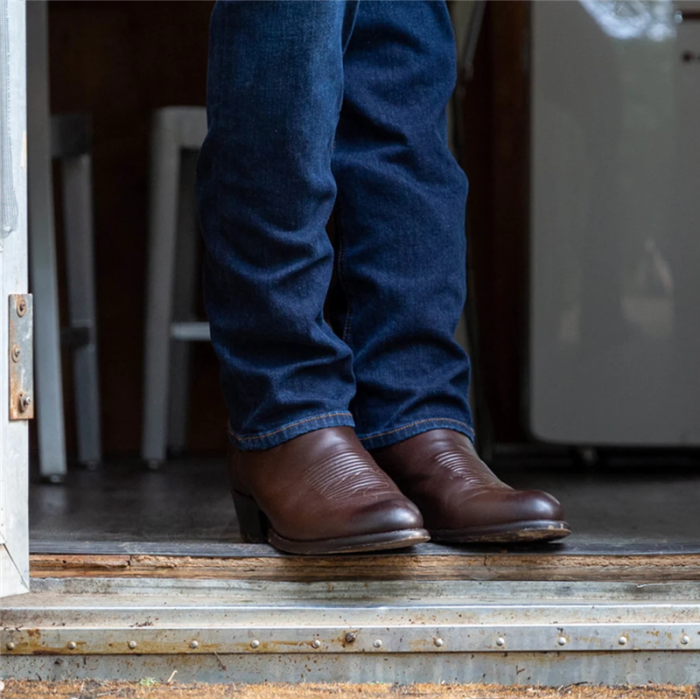 Men's Vintage Leather Timeless Cowboy Angled Heel Boots