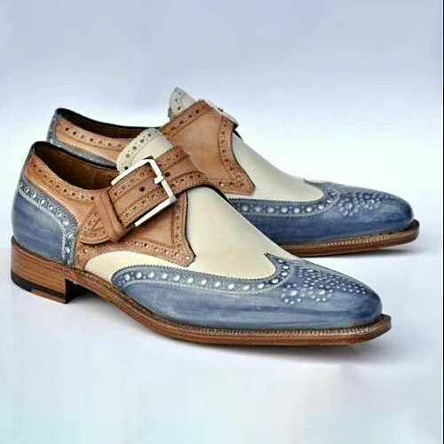 Men Vintage Buckle Leather Brogue Dress Shoes