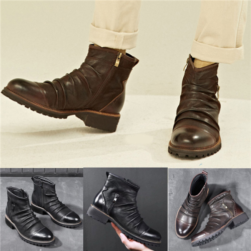 Men's High-Top Side Zipper Desert Tools Shoes Outdoor Boots