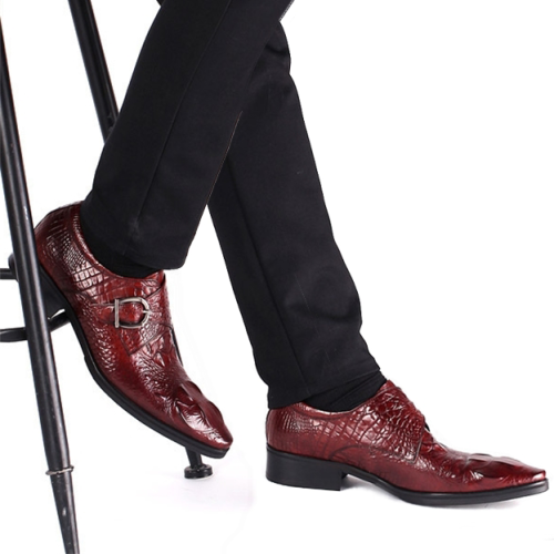 Crocodile Pattern Of Buckle Leather Shoes