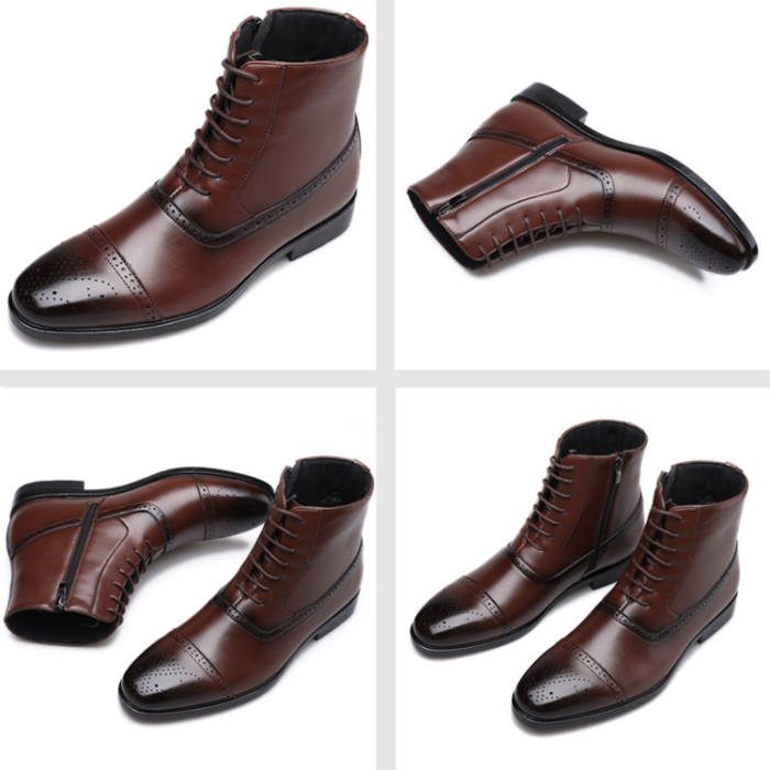British Style Brock Carved Side Zipper Martin Boots