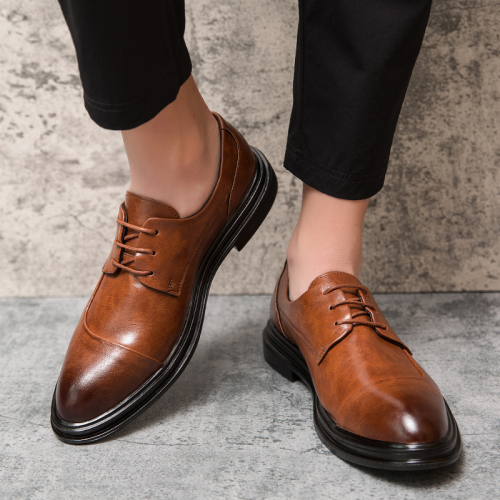 Men Retro Microfiber Leather Non Slip Business Casual Formal Shoes
