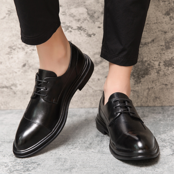 Men Retro Microfiber Leather Non Slip Business Casual Formal Shoes