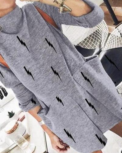 Casual Loose Round Neck Long Sleeve Dress