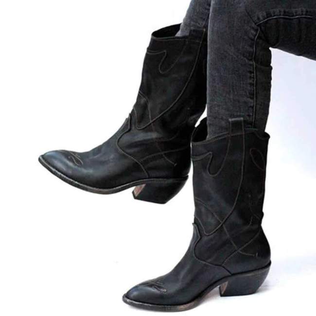 mid calf pointed boots