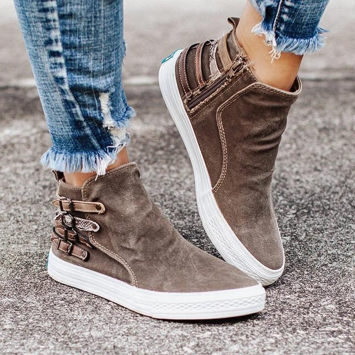 flat heel sneakers