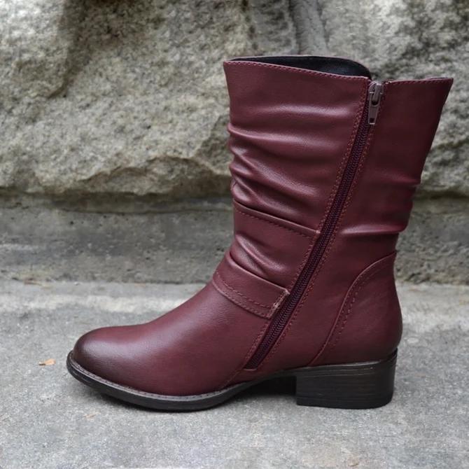 Buckle Pu Leather Boots