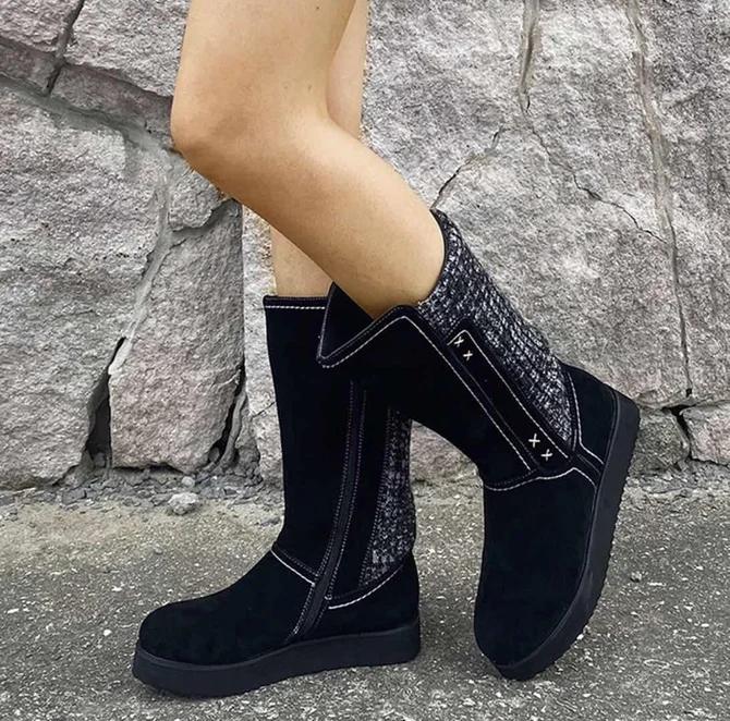 Flat Heel Pu Winter Boots