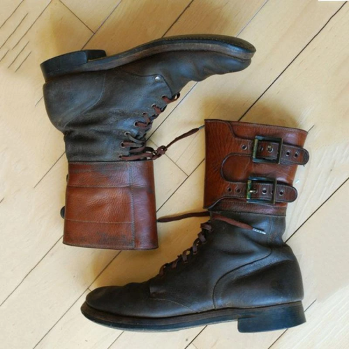 Mens Buckle Army High Boots
