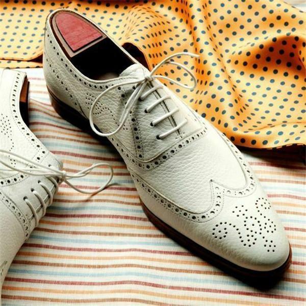 US$ 59.99 - White Leather Wedding Custom Made Leather Oxford Shoes for ...