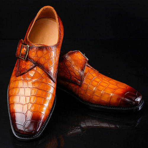 Genuine Mens Alligator Shoes Brown Casual Alligator Shoes