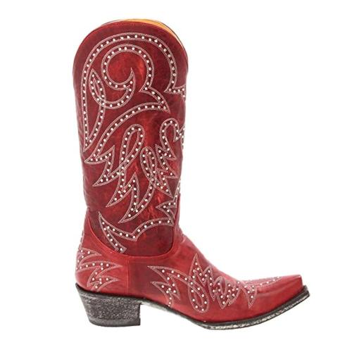 Retro Women Rivet Pattern Casual Pointed Toe Cowboy Boots