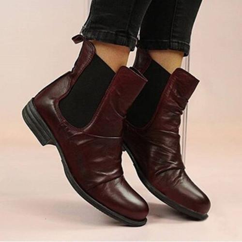 Artificial Leather Seaside Low Heel Boots