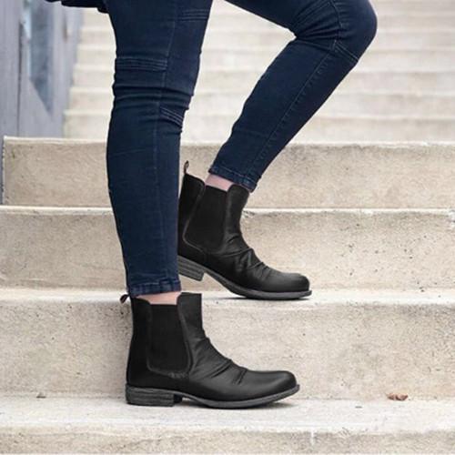 Artificial Leather Seaside Low Heel Boots