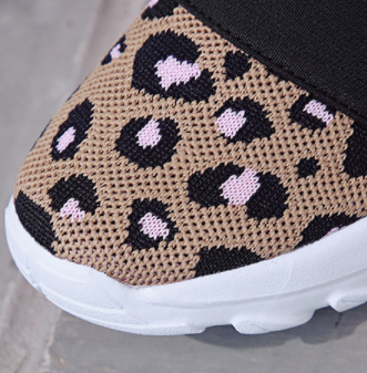 Leopard Combination Elastic Slip On Platform Sneakers