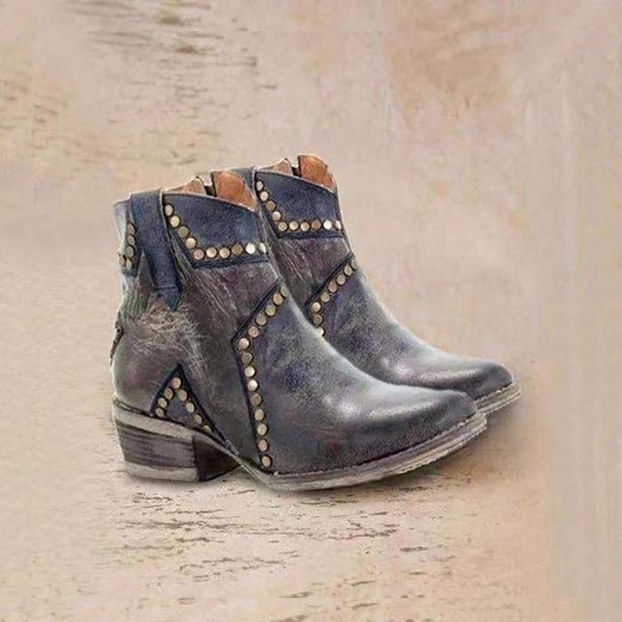 Short Round Head Women's Ankle Boots
