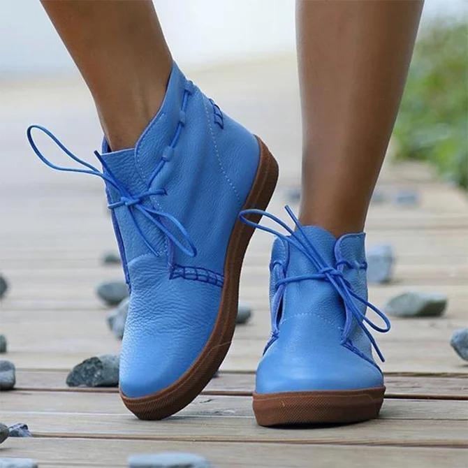 Lace-Up Artificial Leather Sneakers