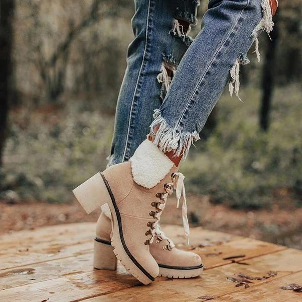 Platform Lightweight Ankle Lace-Up Boots
