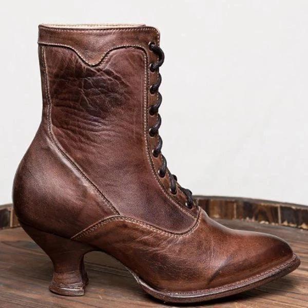 Lace-Up Low Heel Women Boots