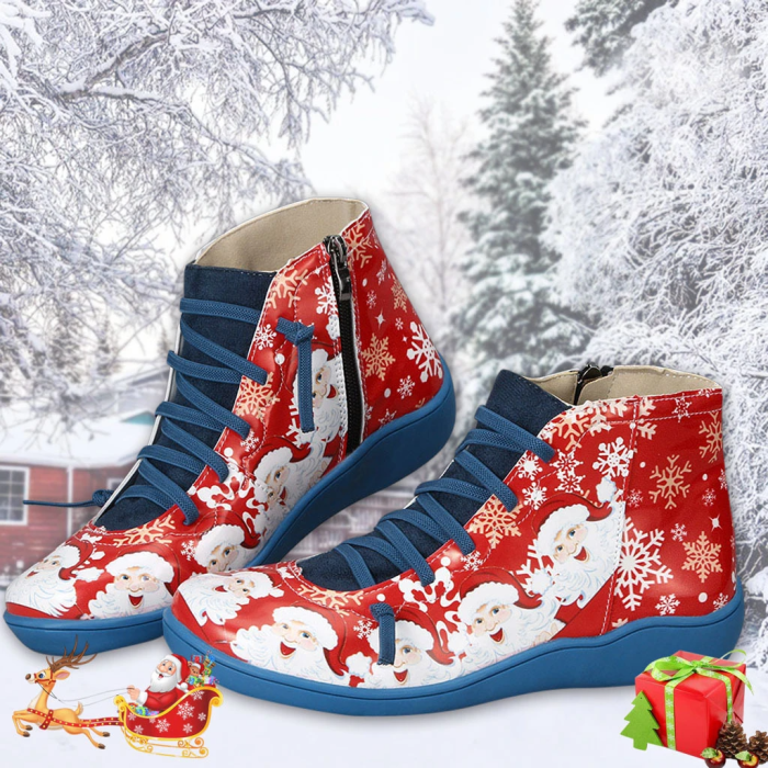 >>Christmas Gift |Women Plus Size Vintage Comfy Lace-up Boots Flat Heel Shoes