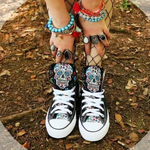 Women's Lace-up Flats Canvas Sneakers