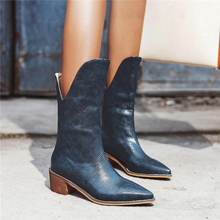 Fashion Pointed Middle Heel Women's Boots