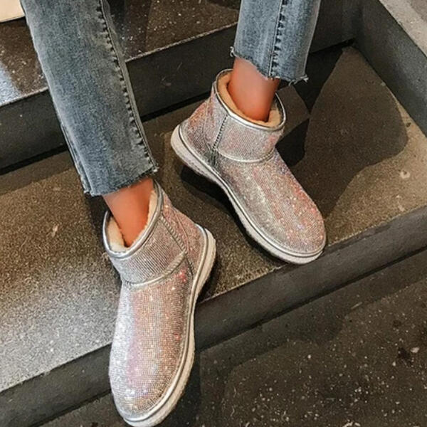 NEW! Women's PU Snow Boots With Rhinestone Solid Color shoes