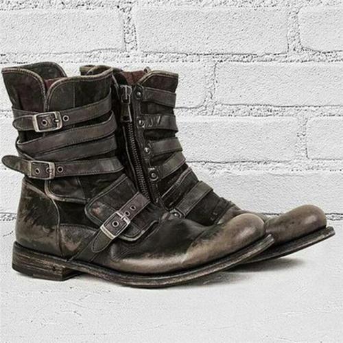 Men's Vintage Leather Mid Engineer Boots