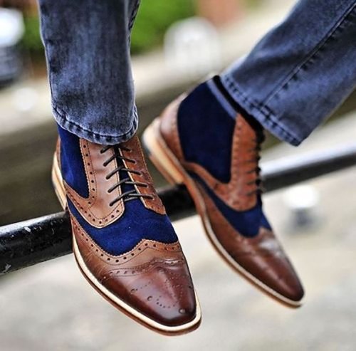 Men's Formal Patchwork Lace Up Oxfords Leather Boots