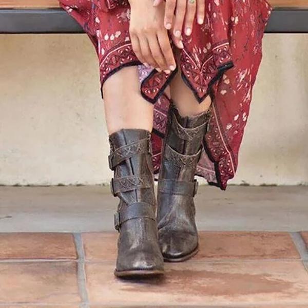 Women's Vintage Zipper Pointed Toe Boots