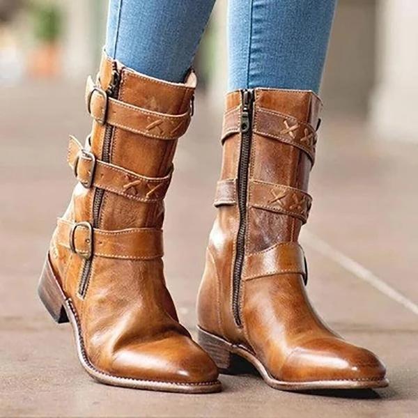 Women's Vintage Zipper Pointed Toe Boots