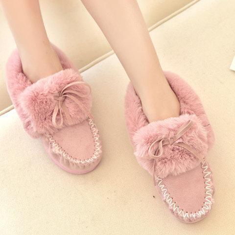 Women Warm Snow Bowknot Booties Casual Shoes