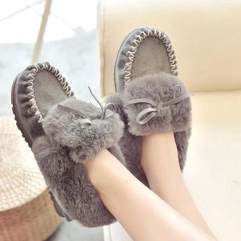 Women Warm Snow Bowknot Booties Casual Shoes