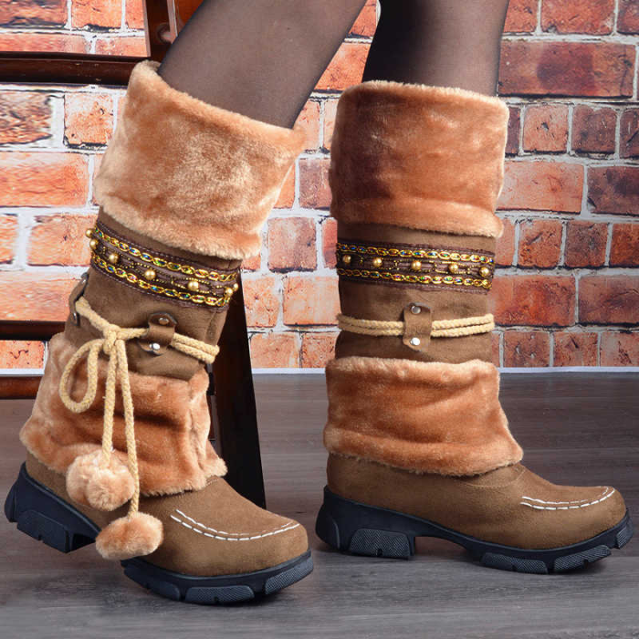 Women Nation Warm Platform Mid-Calf Snow Boots