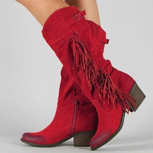 Fringed suede in the middle of the boots
