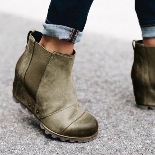 Women Winter Slip On Wedge Boots