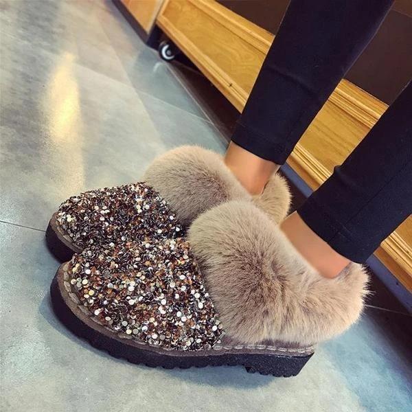 Women Winter Warm Glitter Ankle Boots