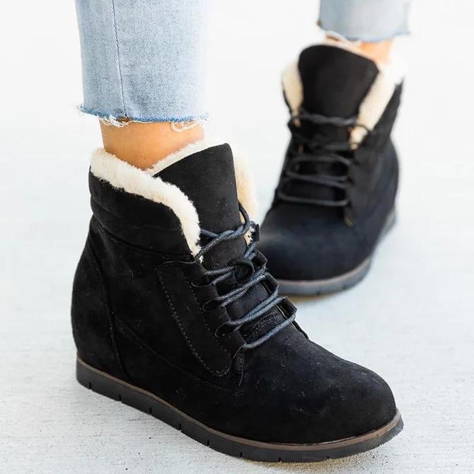 Wedge Heel Winter Leather Boots