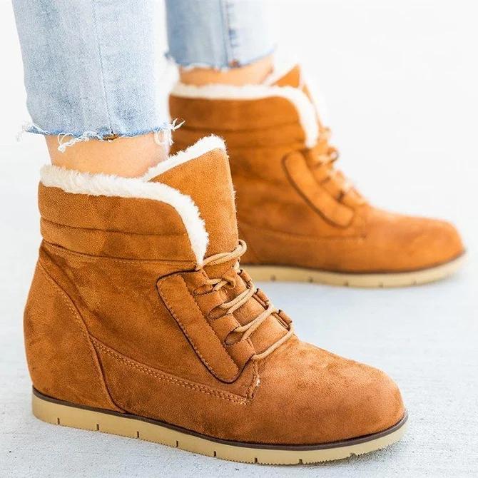 Wedge Heel Winter Leather Boots