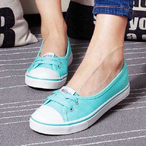 *Large Size Women Spring Autumn Daily Casual Canvas Lace Up Shoes Flats Slip On